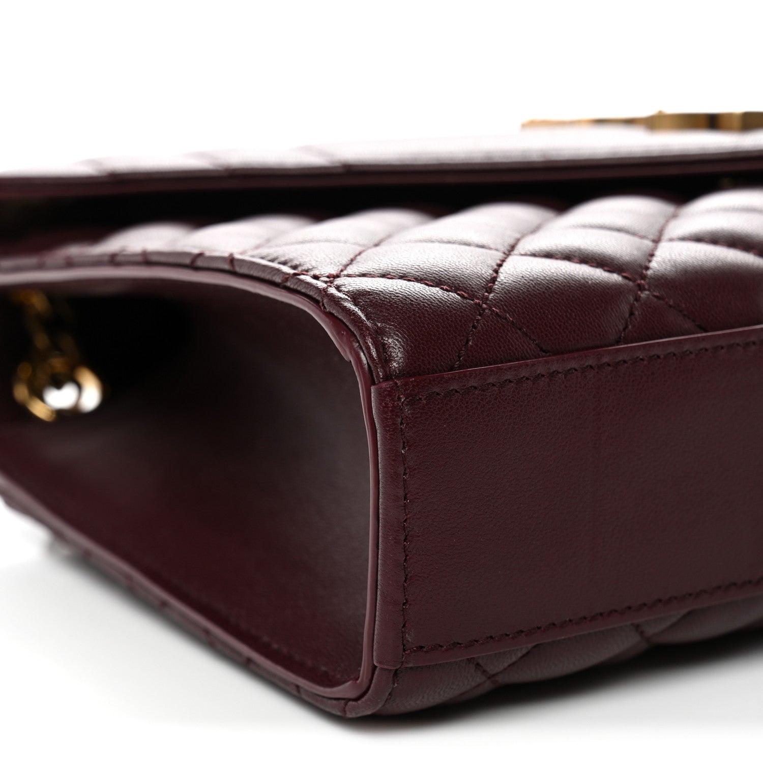 Saint Laurent Lambskin Mixed Matelasse Triquilt Medium Monogram Satchel Burgundy 9 of 11