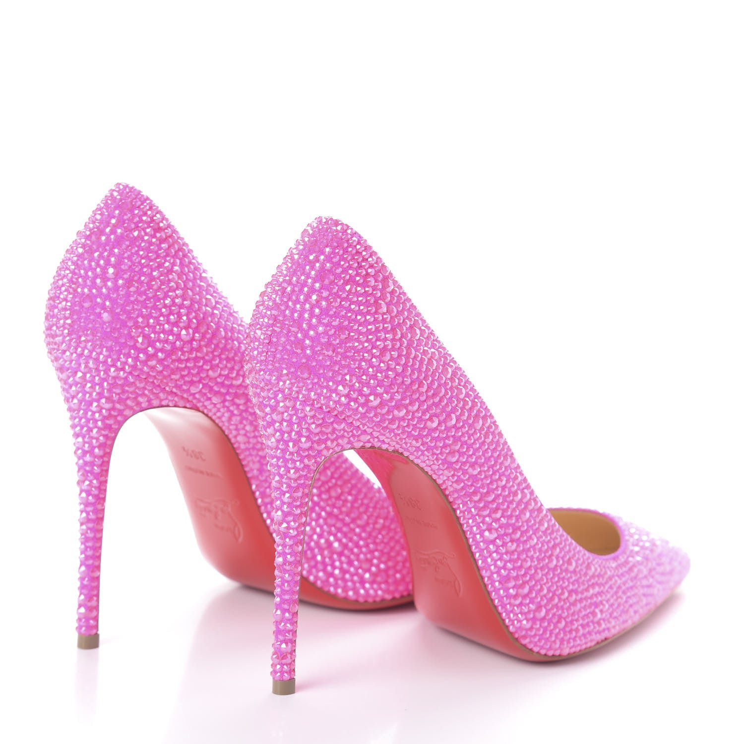 Christian Louboutin Veau Velours Strass Kate 100 Pumps 38.5 Diva Pink Fluo 4 of 7