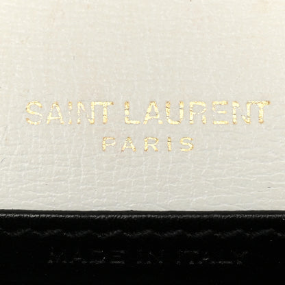 Saint Laurent New Aspen Calfskin Bi-Color Monogram Sunset Chain Wallet  Black Dirty White 11 of 13