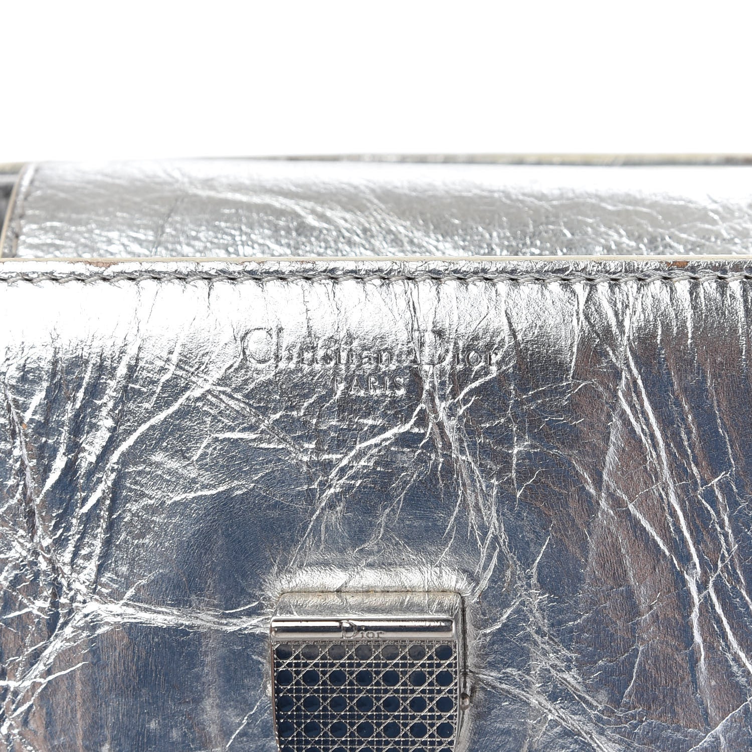 Christian Dior Metallic Calfskin Medium Diorever Flap Silver 10 of 19