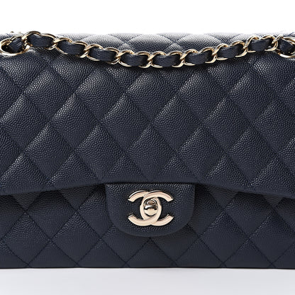 Chanel Caviar Quilted Medium Double Flap Dark Blue 7 of 10