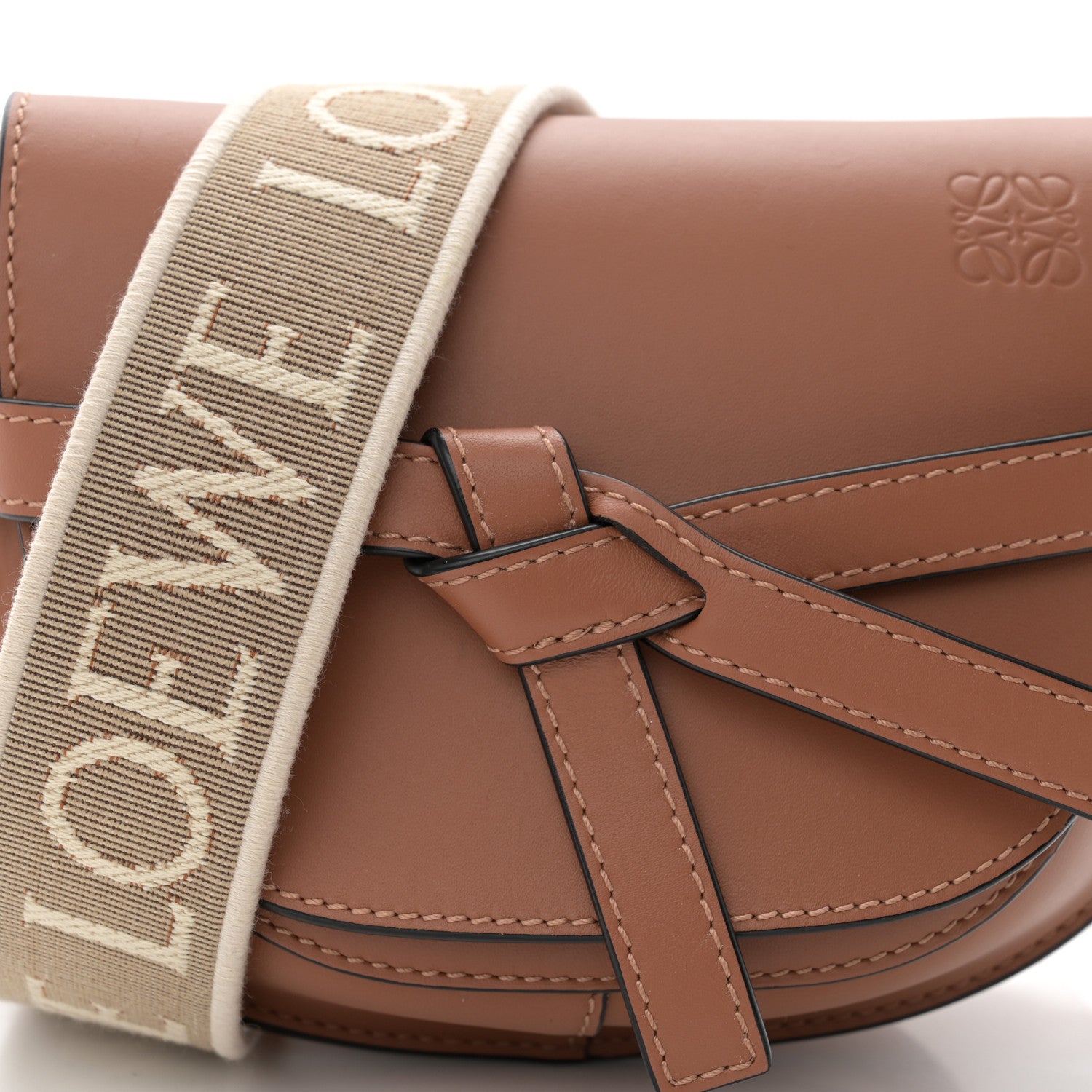 Loewe Calfskin Jacquard Mini Gate Dual Bag Tan 8 of 10
