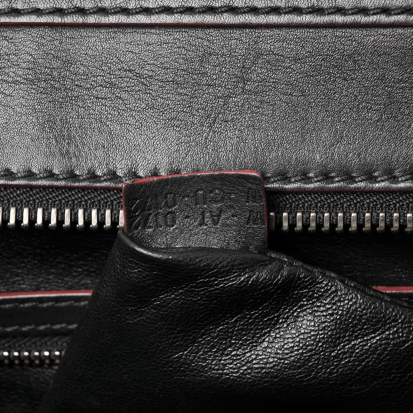 Smooth Calfskin Mini Luggage Black Pink Trim