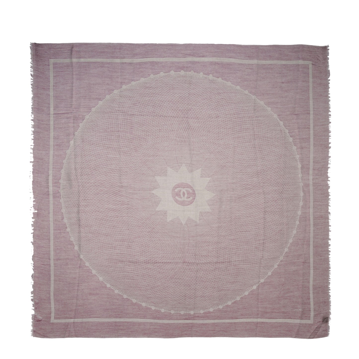 Cashmere Silk Spirograph Scarf Shawl Purple White