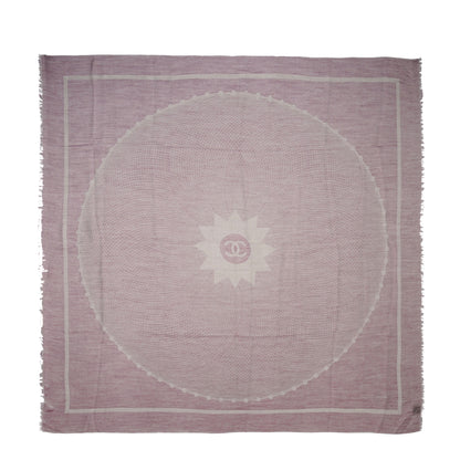 Chanel Cashmere Silk Spirograph Scarf Shawl Purple White 2 of 5