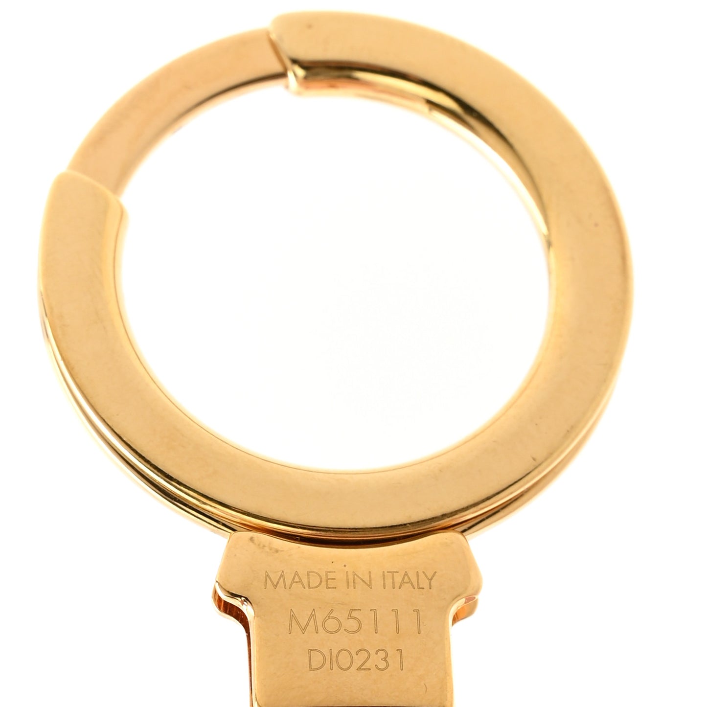 Brass Enamel Fleur De Monogram Bag Charm Chain Gold