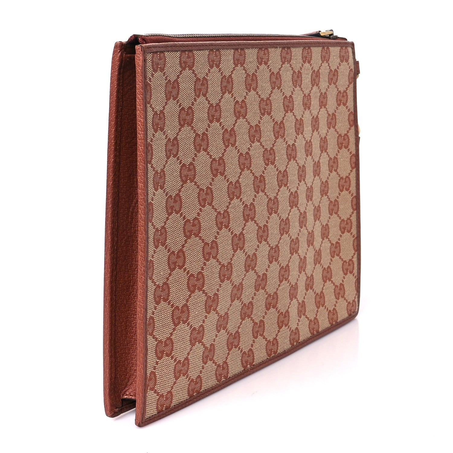 Gucci X MLB GG Monogram NY Yankees Zip Wristlet Pouch Beige Ruggine Ivory 3 of 10