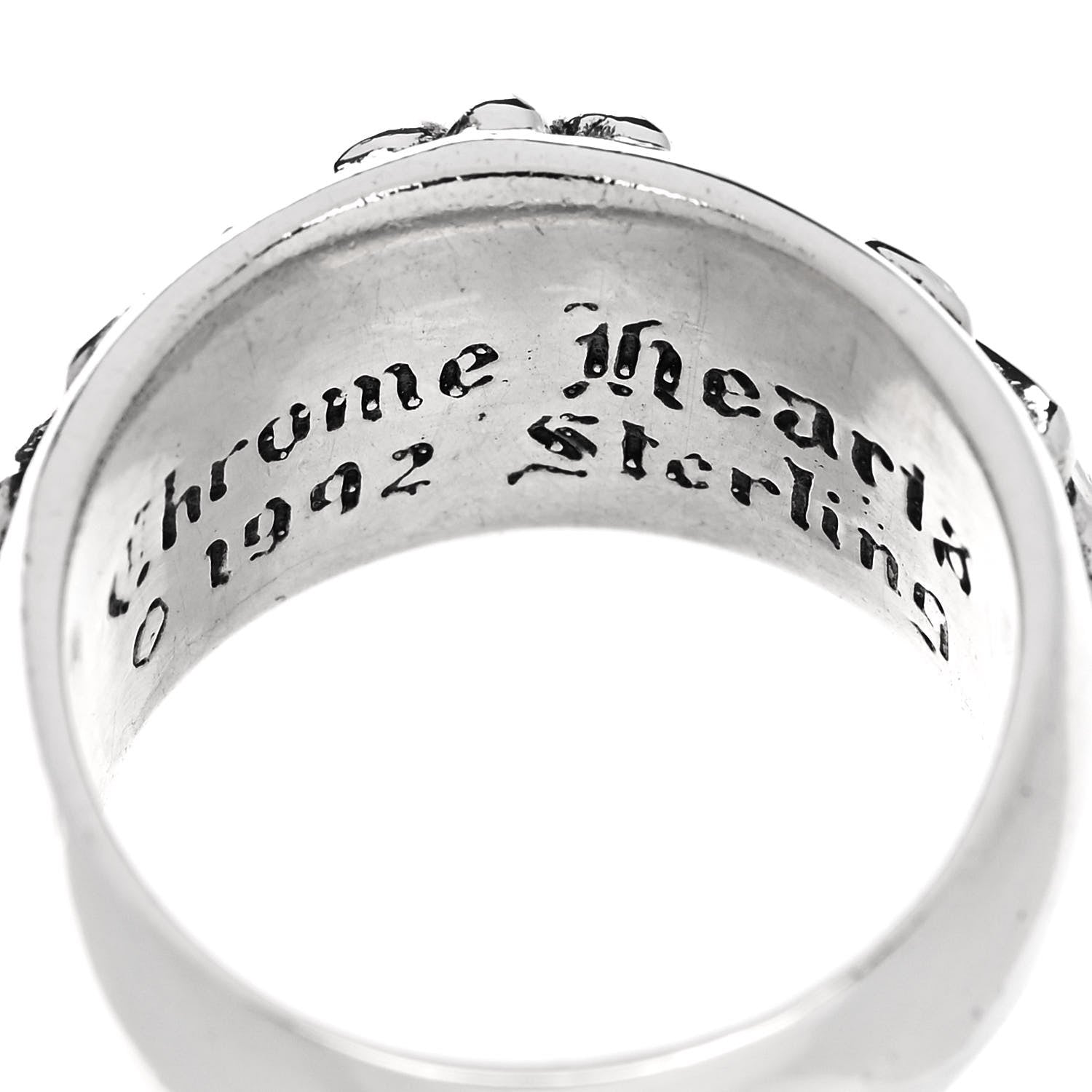 Chrome Hearts Sterling Silver Floral Cross Ring 61 1590061