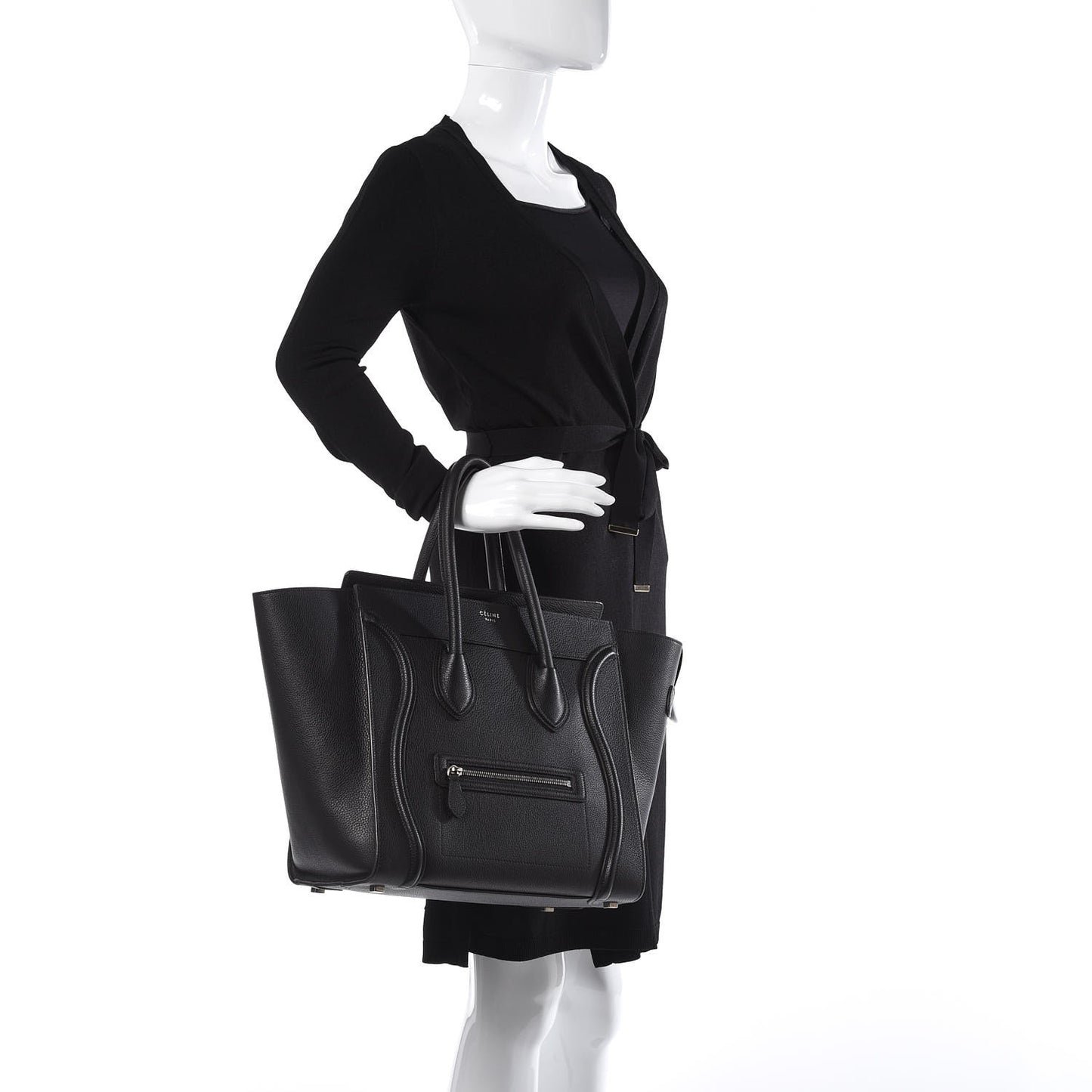 Drummed Calfskin Mini Luggage Black