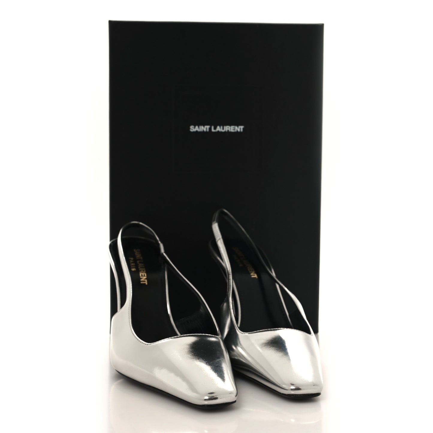 Glazed Calfskin Tom 90 Dream Slingback Pumps 37 Argento