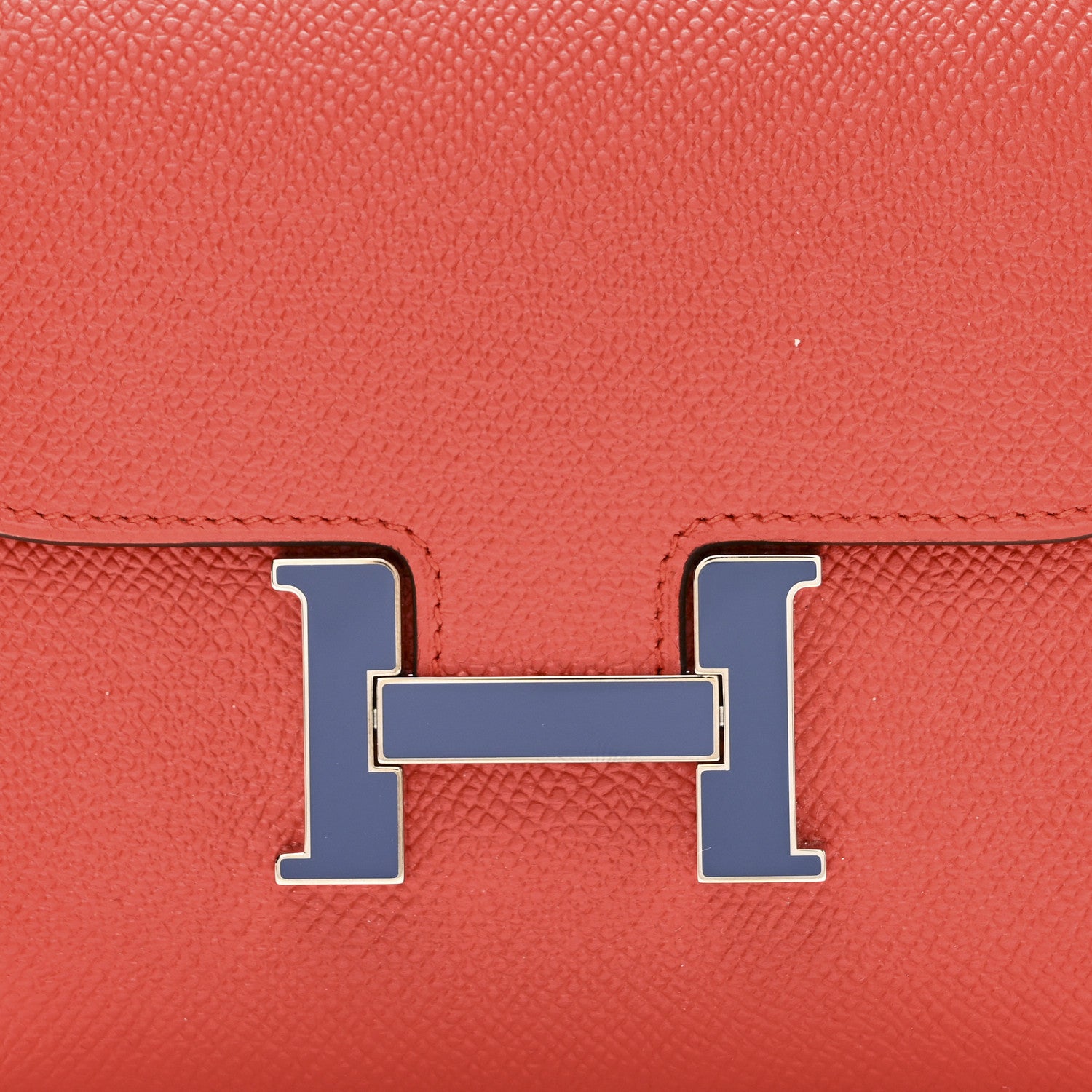 Hermes Epsom Enamel Constance Short Wallet Capucine Bleu Brighton 8 of 9