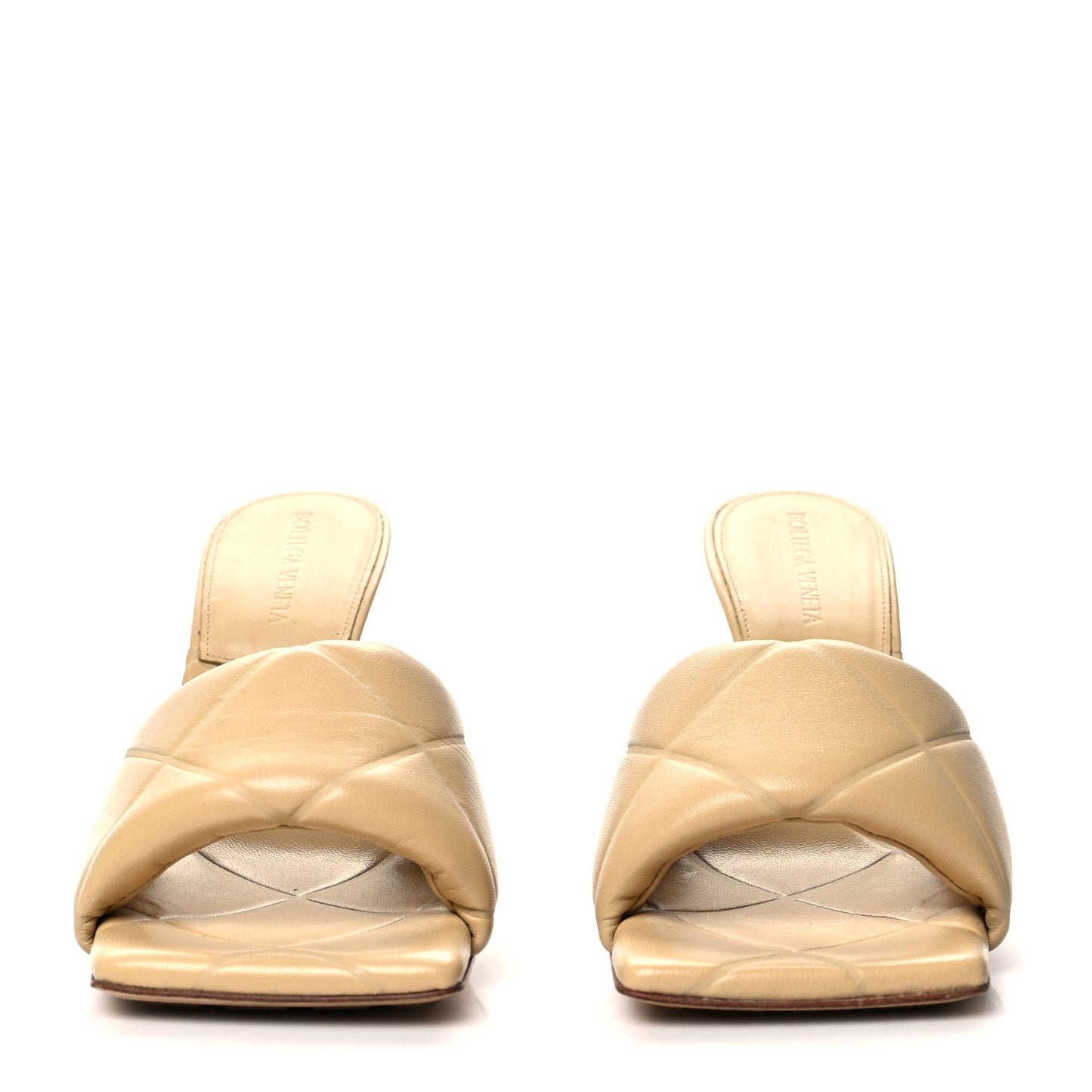 Nappa Quilted Rubber Lido Mule Sandals 37.5 Cane Sugar