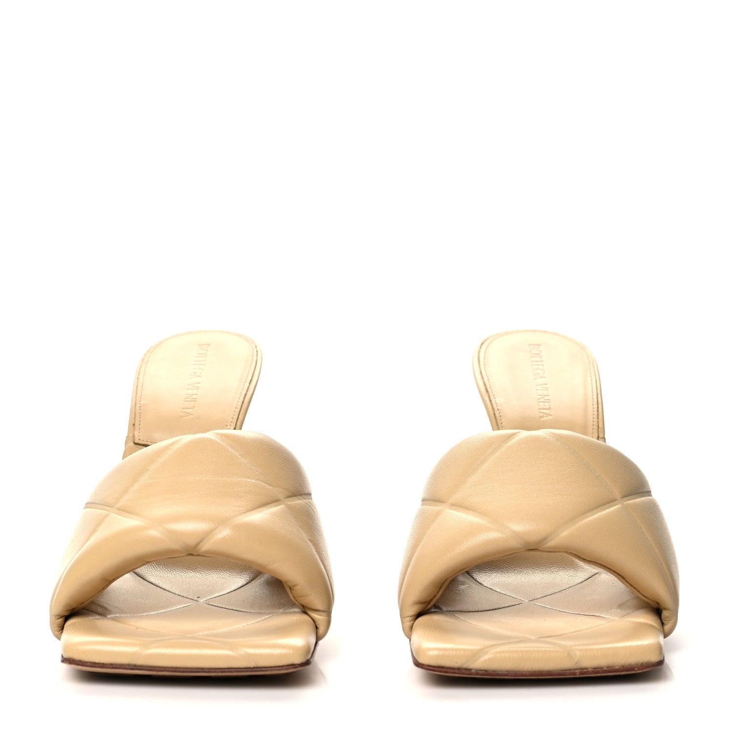 Bottega Veneta Nappa Quilted Rubber Lido Mule Sandals 37.5 Cane Sugar 2 of 8