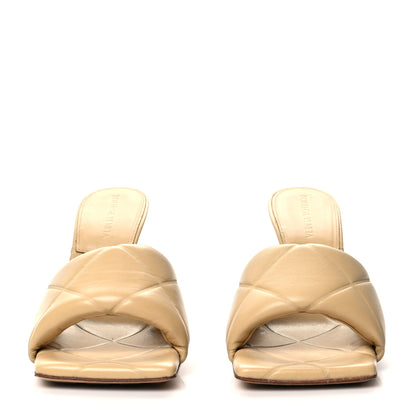 Bottega Veneta Nappa Quilted Rubber Lido Mule Sandals 37.5 Cane Sugar 2 of 8