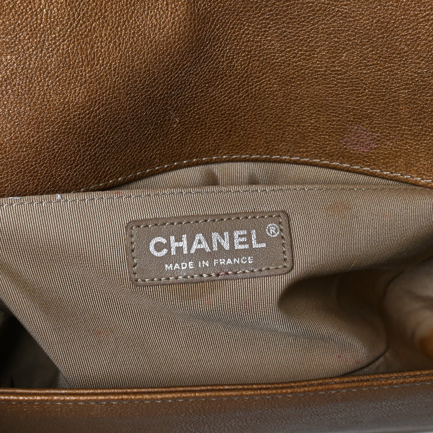 Chanel Metallic Calfskin Quilted Medium Boy Flap Dark Gold 6 of 18
