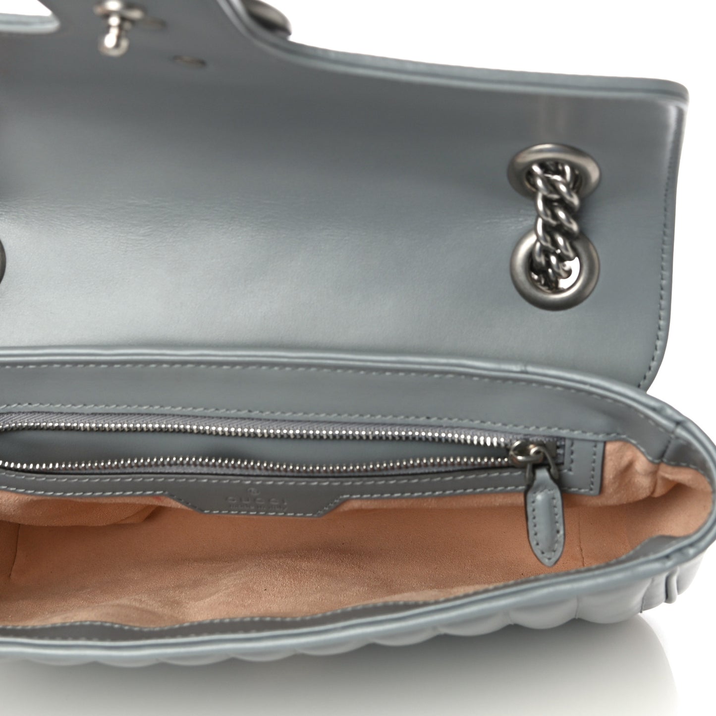 Calfskin Matelasse Aria Small GG Marmont Shoulder Bag Deep Grey