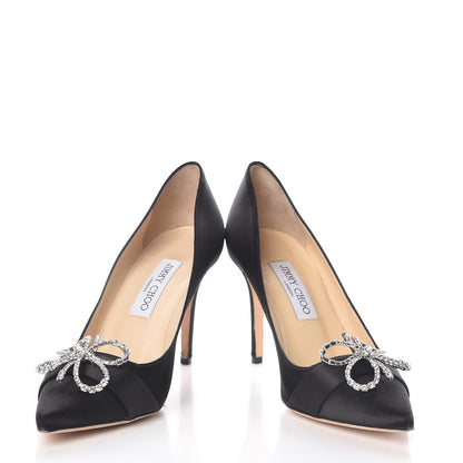 Jimmy Choo Satin Crystal Pumps 39.5 Black 4 of 10