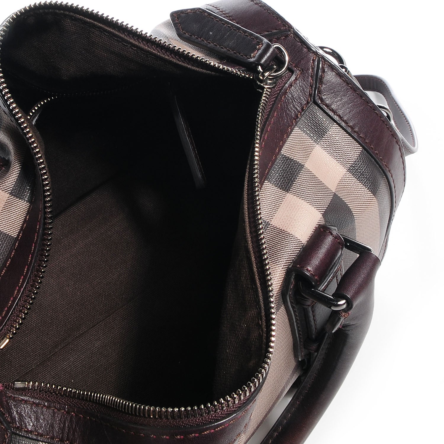 Burberry Smoked Check Medium Alchester Bowling Bag Plum 6 of 10