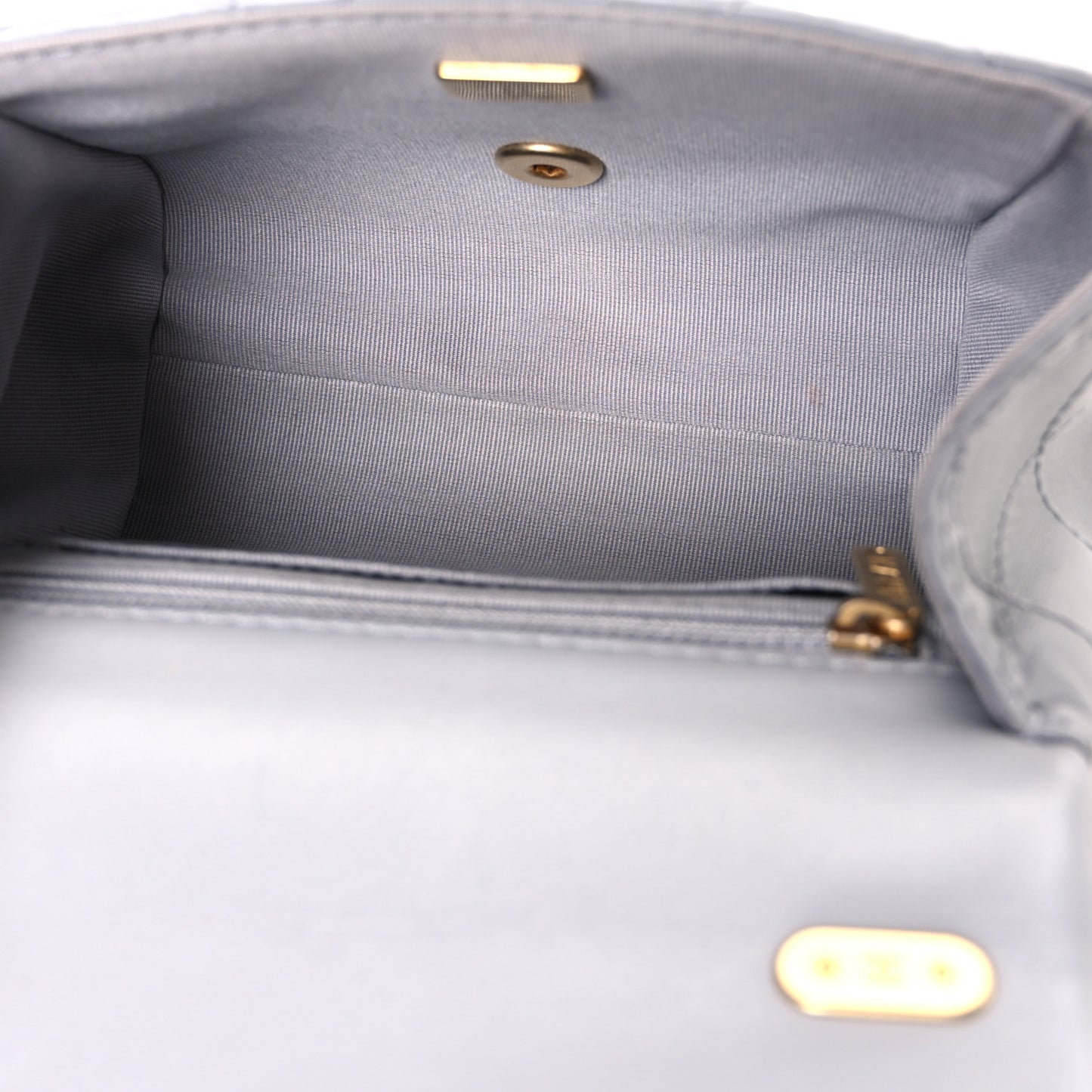 Lambskin Quilted Mini Flap Light Grey