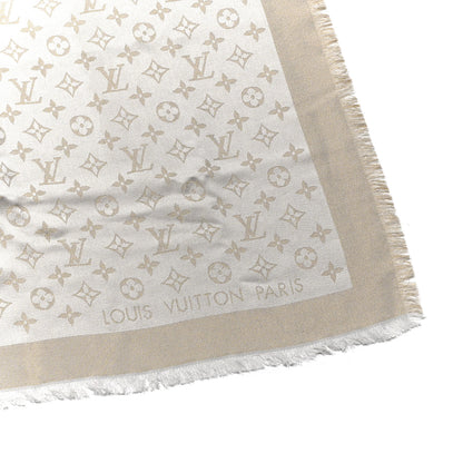 Louis Vuitton Silk Lurex Wool Monogram Shine Shawl Greige 2 of 3