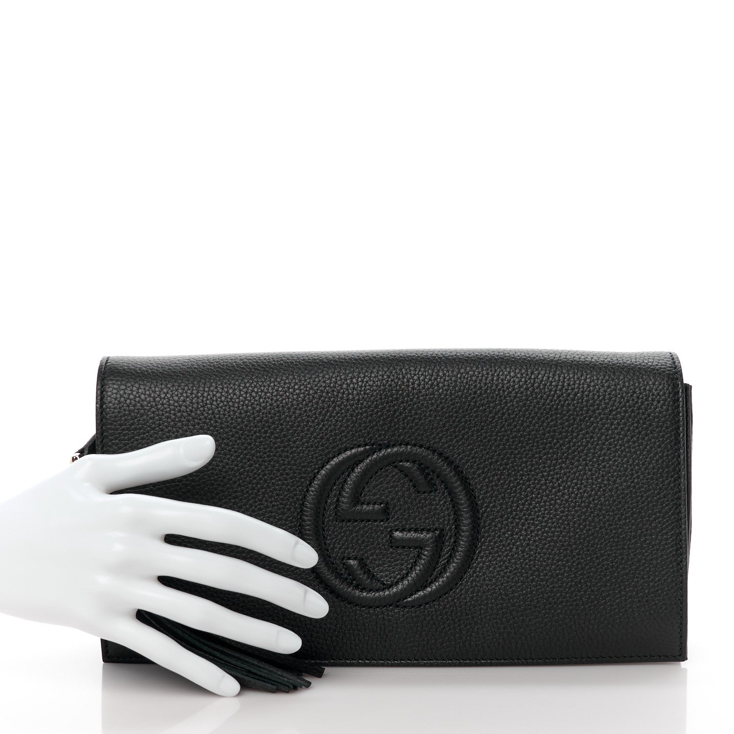 Gucci Pebbled Calfskin Medium Soho Clutch Black 2 of 11