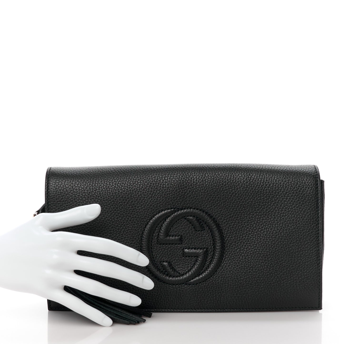 Pebbled Calfskin Medium Soho Clutch Black