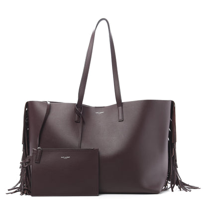 Saint Laurent Calfskin Large Fringe Shopping Tote Amaranto 1 of 14