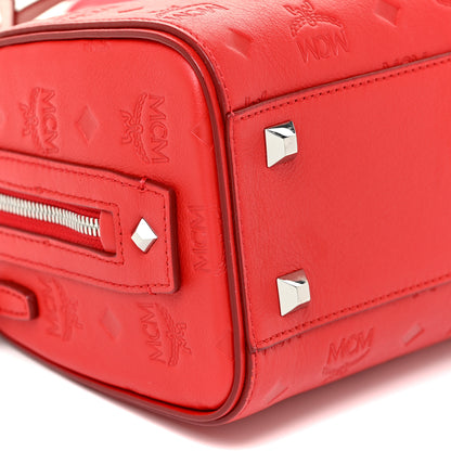 MCM Calfskin Ottomar Monogram Small Essential Boston Bag Viva Red 7 of 8