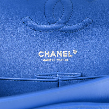 Chanel Caviar Chevron Quilted Medium Double Flap Blue 6 of 11