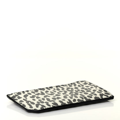 Saint Laurent Grain de Poudre Leopard Print 5 Fragments Zip Pouch Card Holder Black 4 of 7