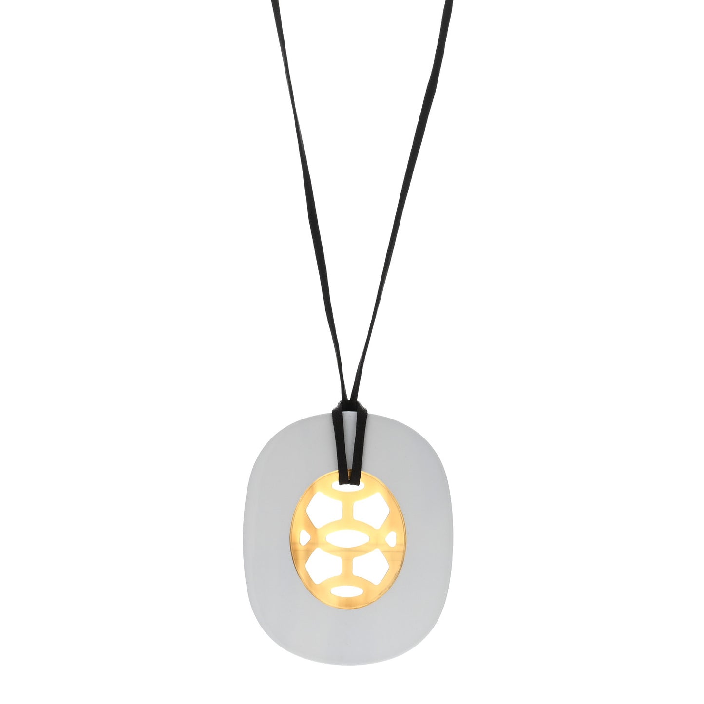Buffalo Horn Lacquer Lift Necklace PM Pannacotta