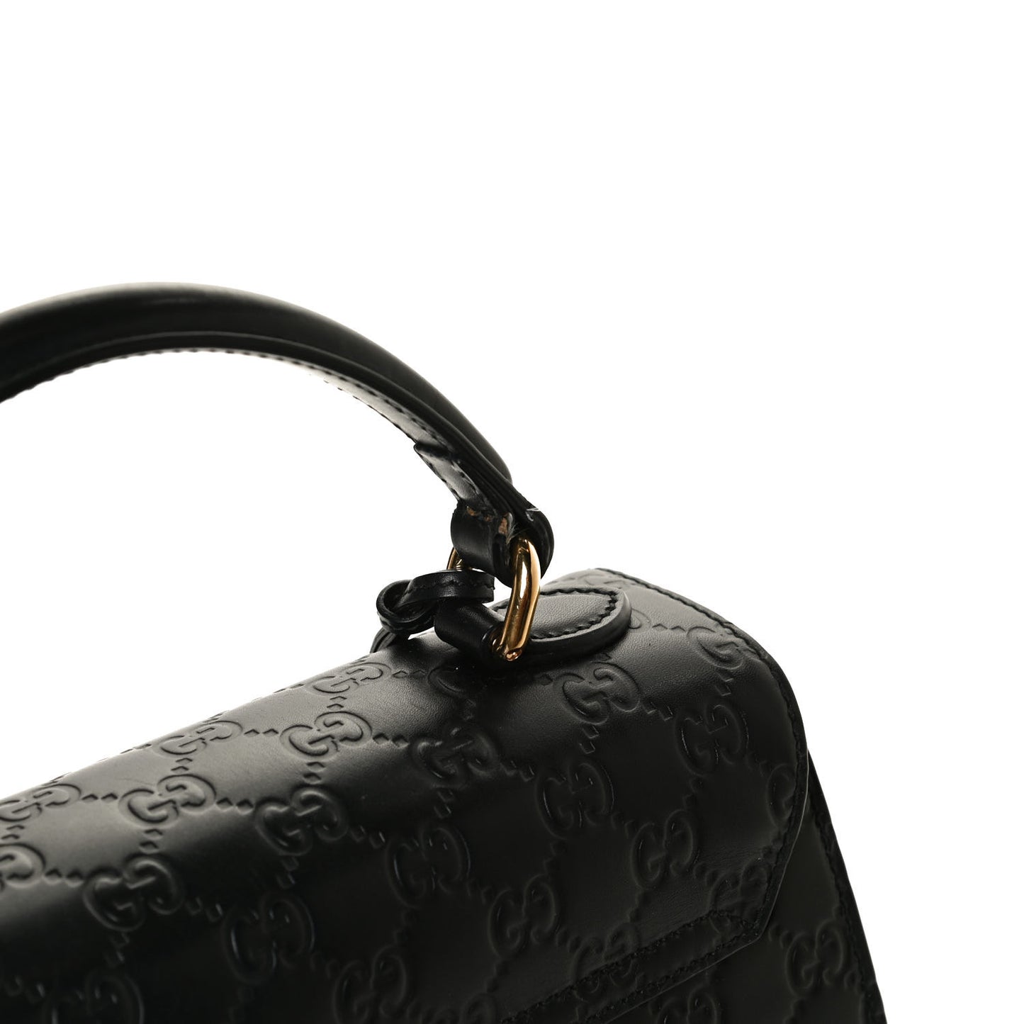 Guccissima Signature Small Padlock Top Handle Bag Black