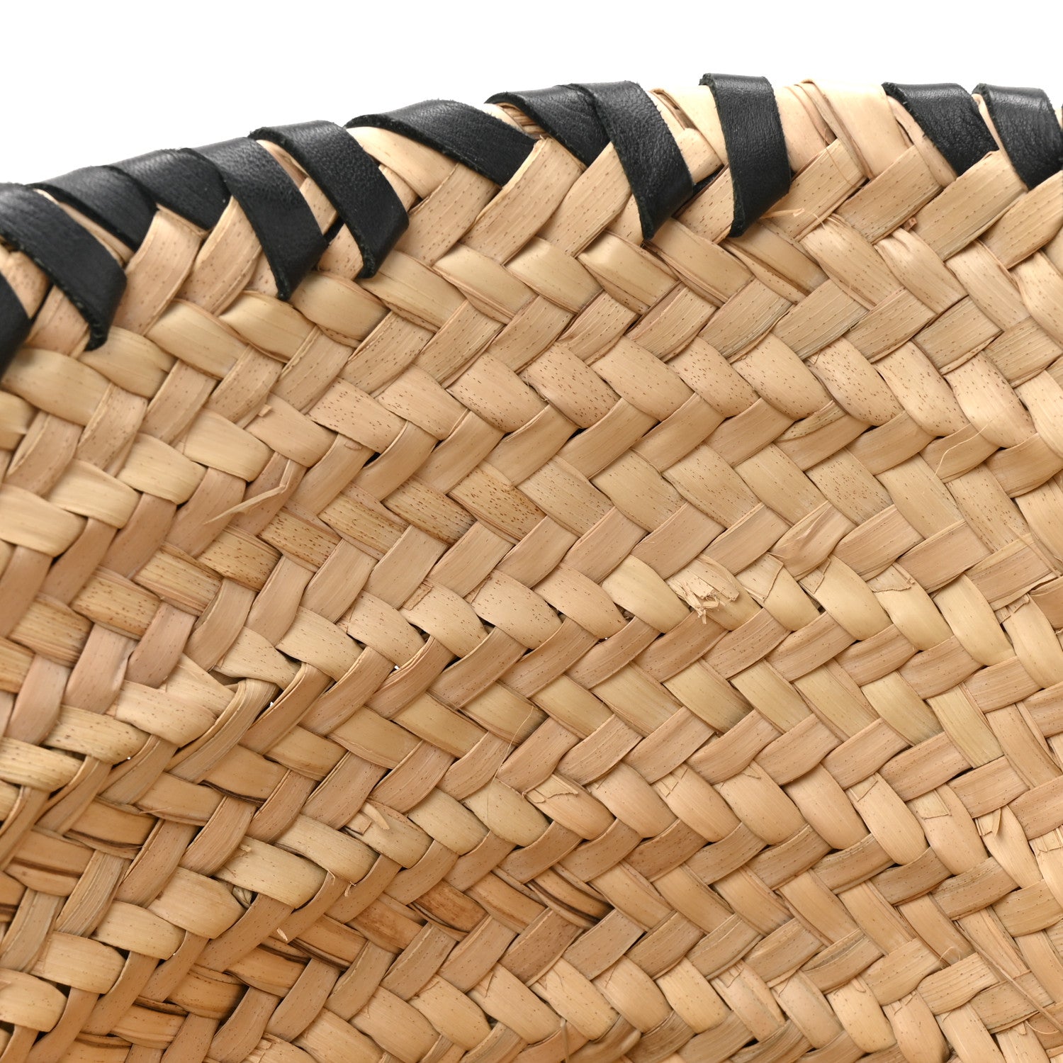 Loewe Raffia Calfskin Woven Basket Tote Bag Natural Black 13 of 13