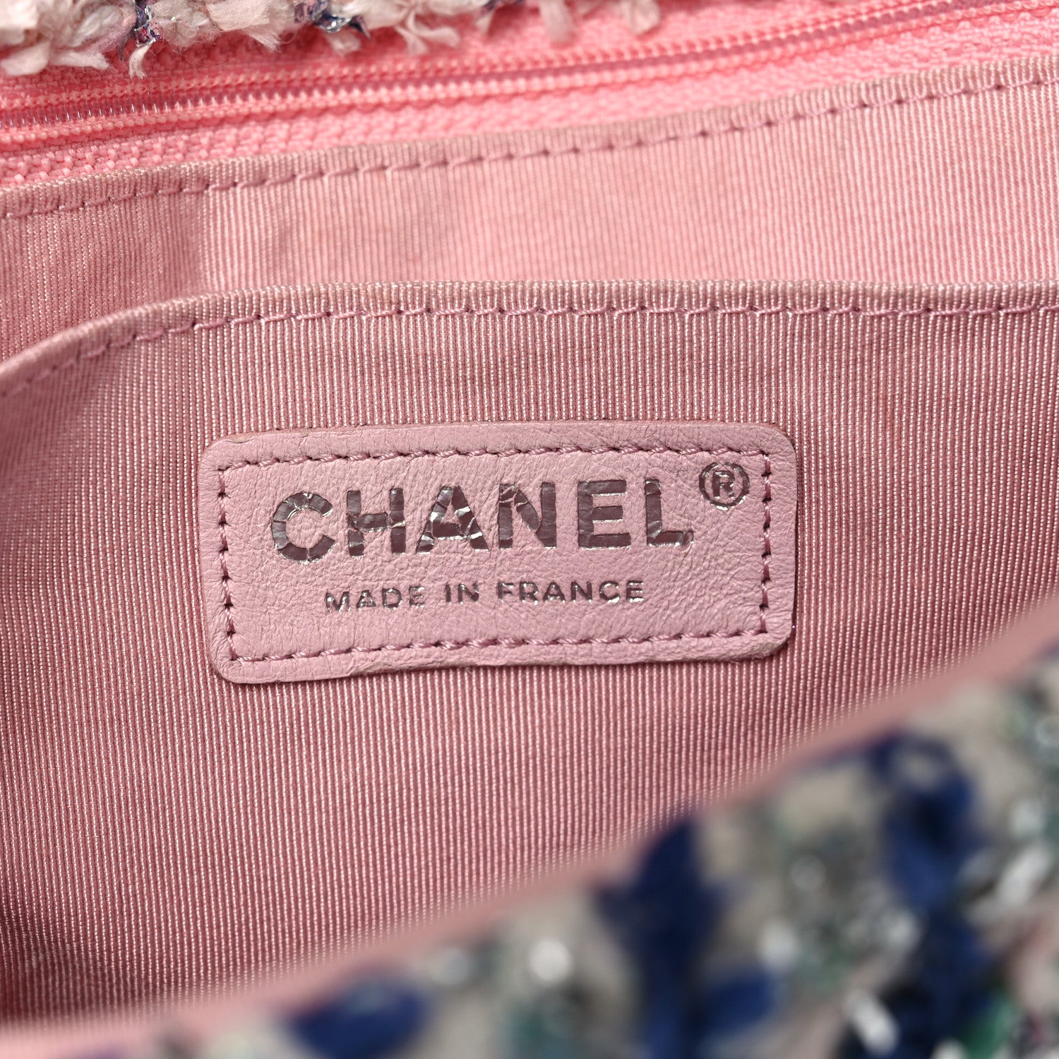 Chanel Glittered Tweed Quilted Medium Flap Blue Multicolor 6 of 11