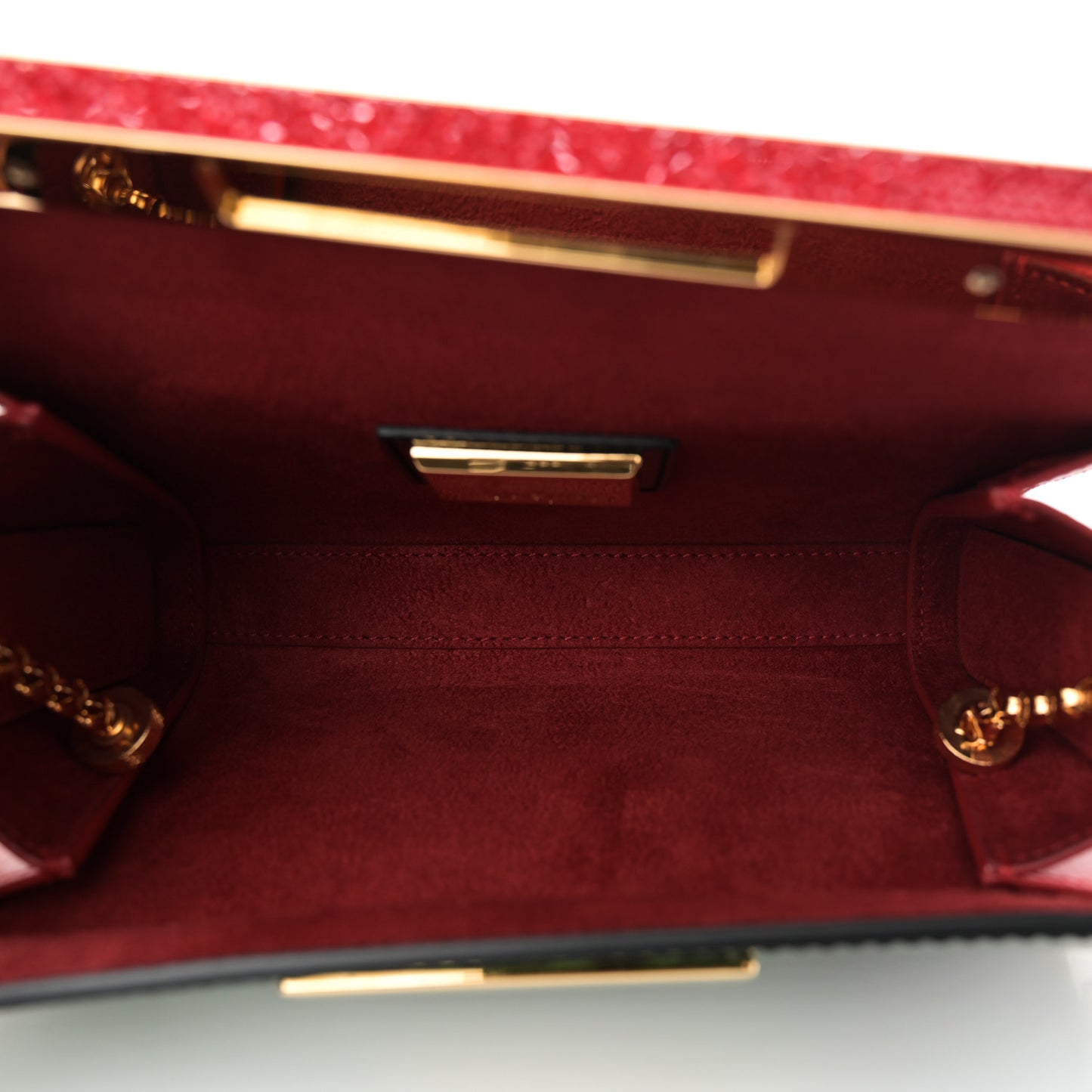 Patent Crystal Malachite Vanite Clutch Green Multicolor