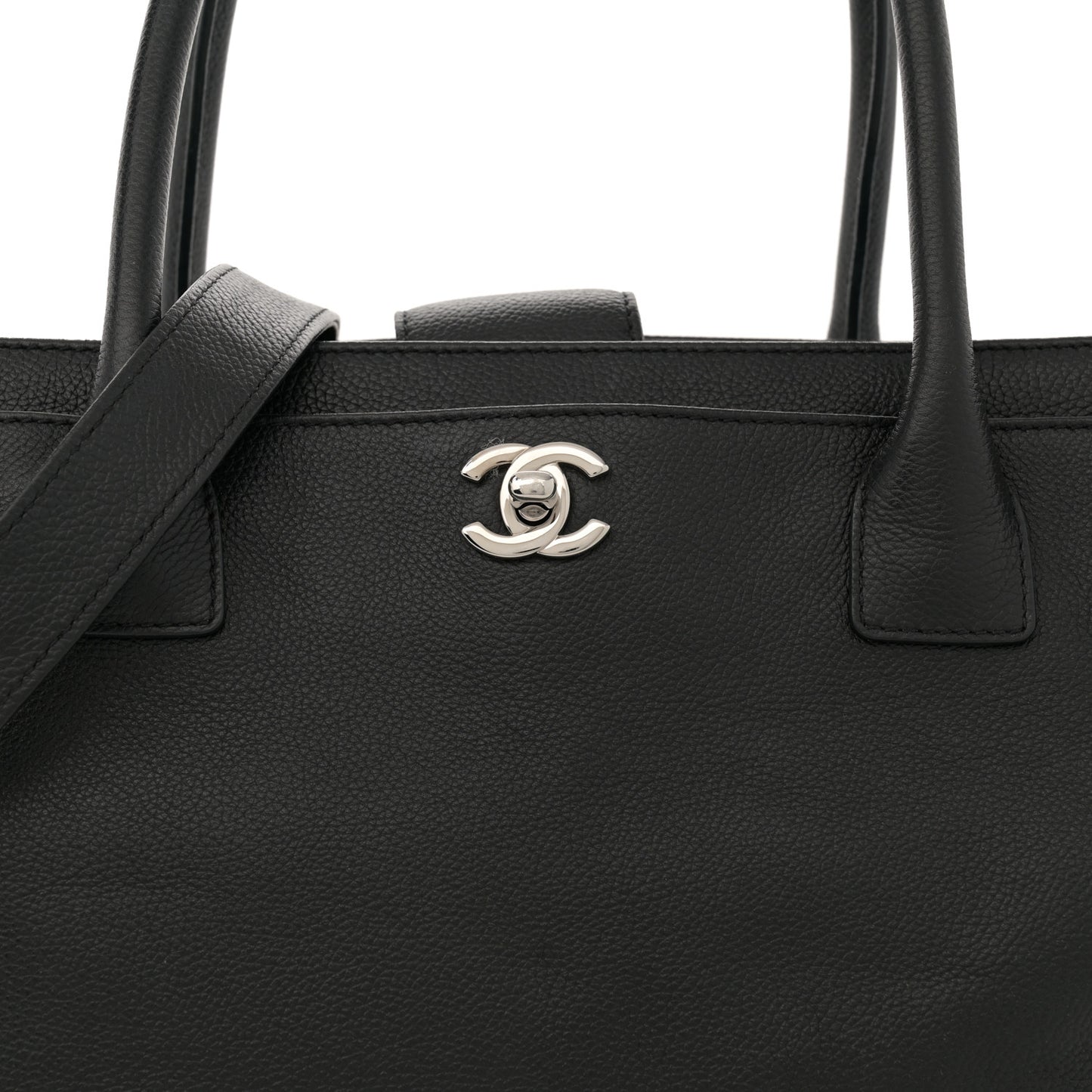 Calfskin Cerf Executive Shopper Tote Black