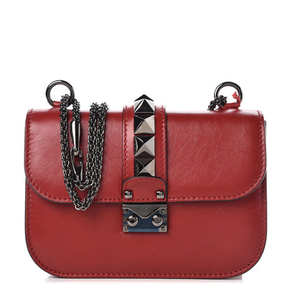 Valentino Garavani Craquele Calfskin Small Glam Lock Rockstud Flap Rubino 1 of 6