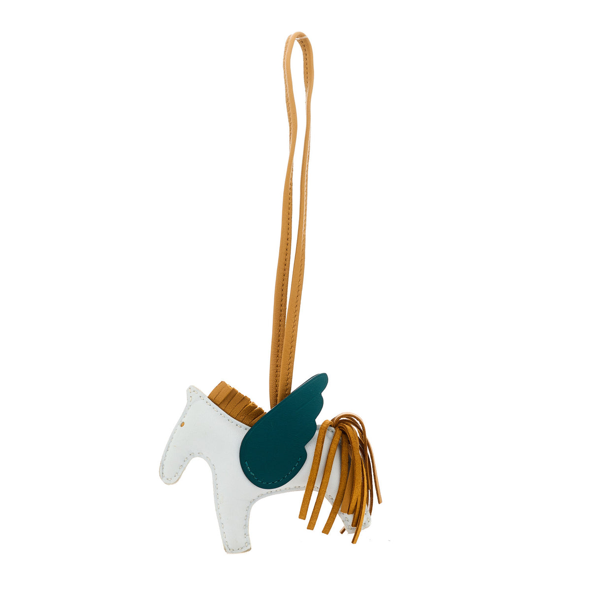 Milo Lambskin Grigri Rodeo Pegase Horse Bag Charm PM Bleu Brume Sesame Vert Bosphore
