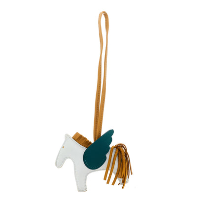Hermes Milo Lambskin Grigri Rodeo Pegase Horse Bag Charm PM Bleu Brume Sesame Vert Bosphore 1 of 4