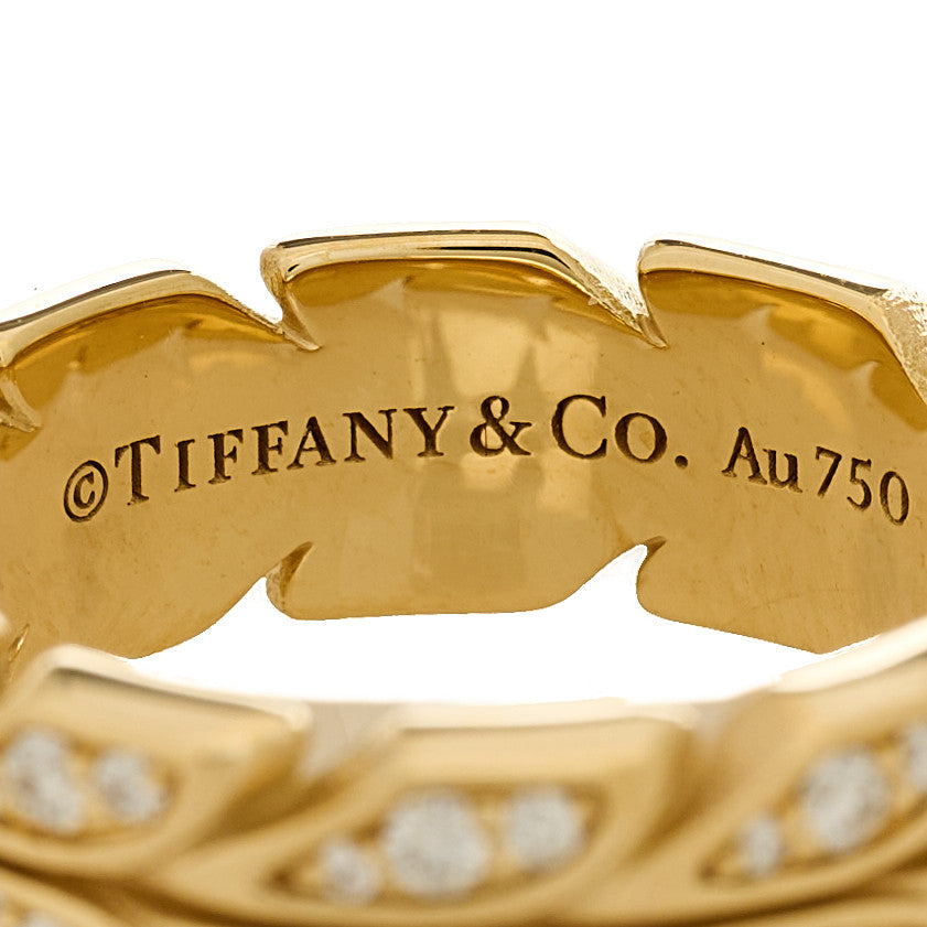 18K Yellow Gold Diamond Victoria Vine Band Ring 52 6