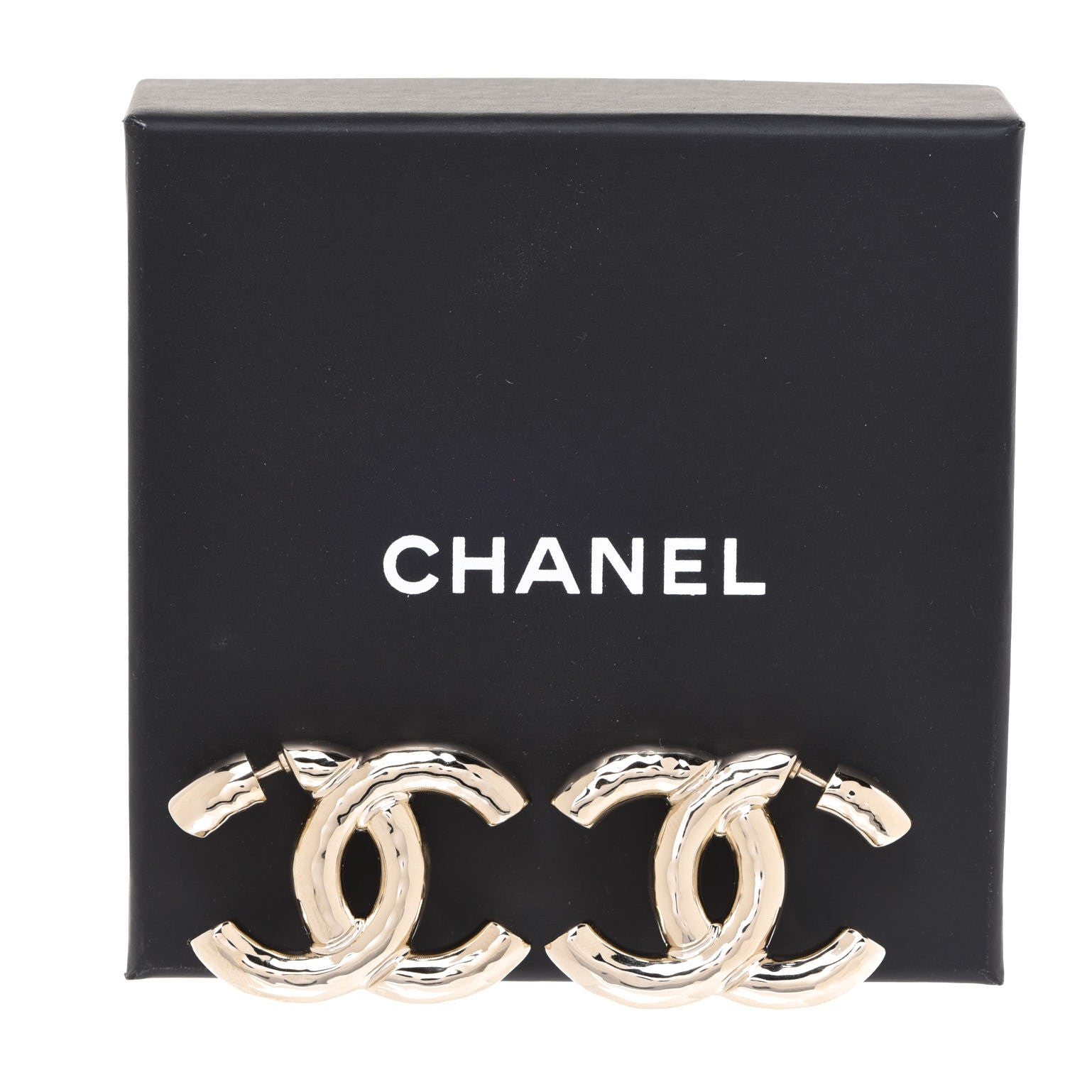 Chanel Metal Large CC Earrings Light Gold 5 of 5