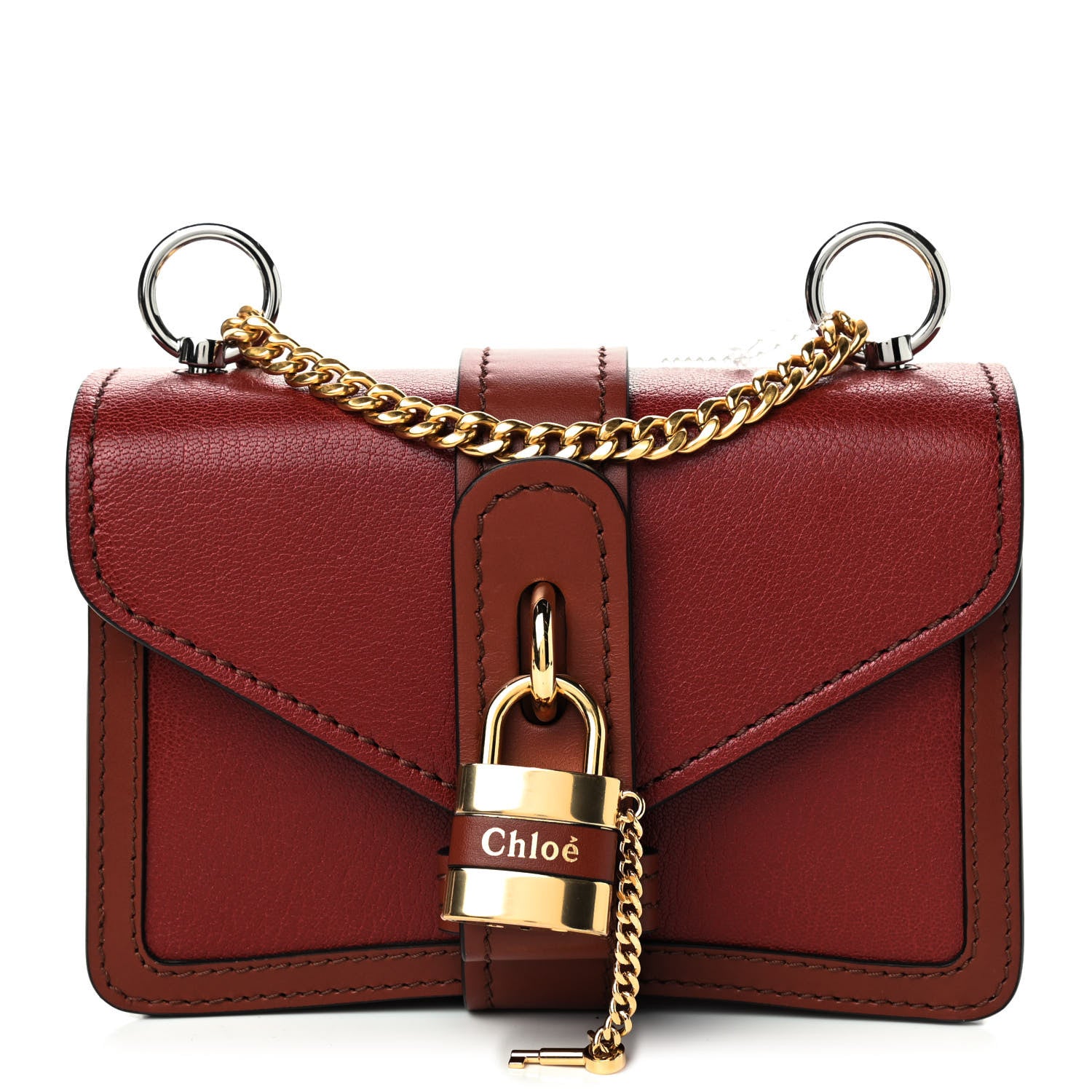 Chloe Shiny Goatskin Calfskin Mini Aby Chain Shoulder Bag Sepia Brown 1 of 8