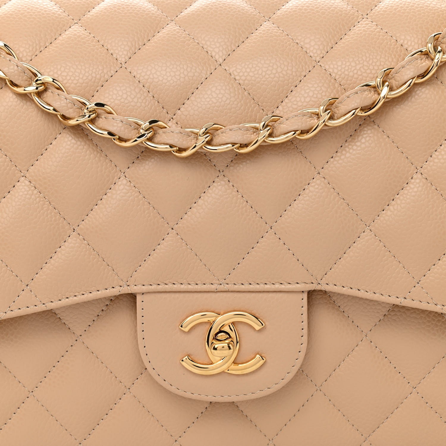 Chanel Caviar Quilted Jumbo Double Flap Beige 8 of 10
