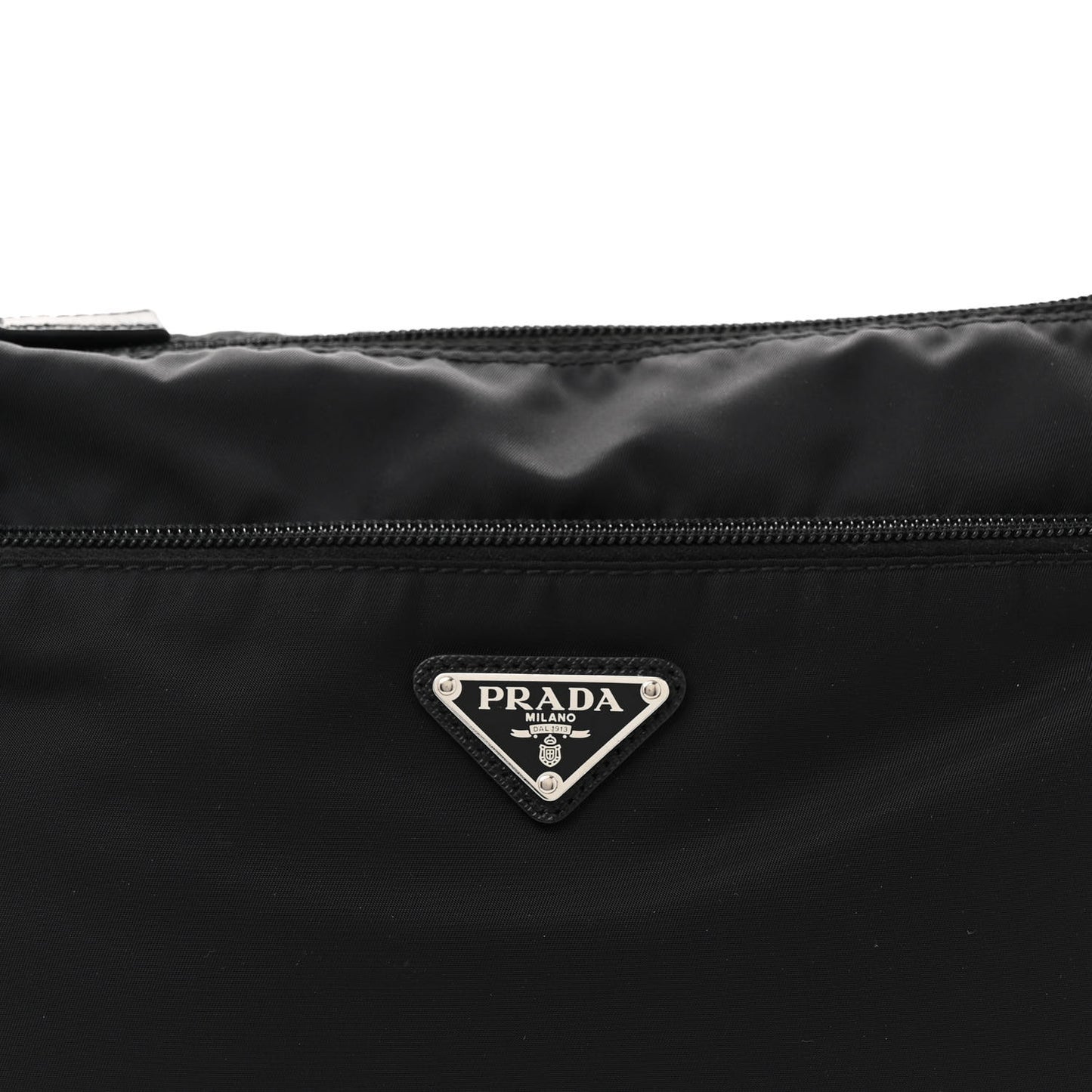 Re-Nylon Vela Saffiano Pocket Double Zip Messenger Bag Black