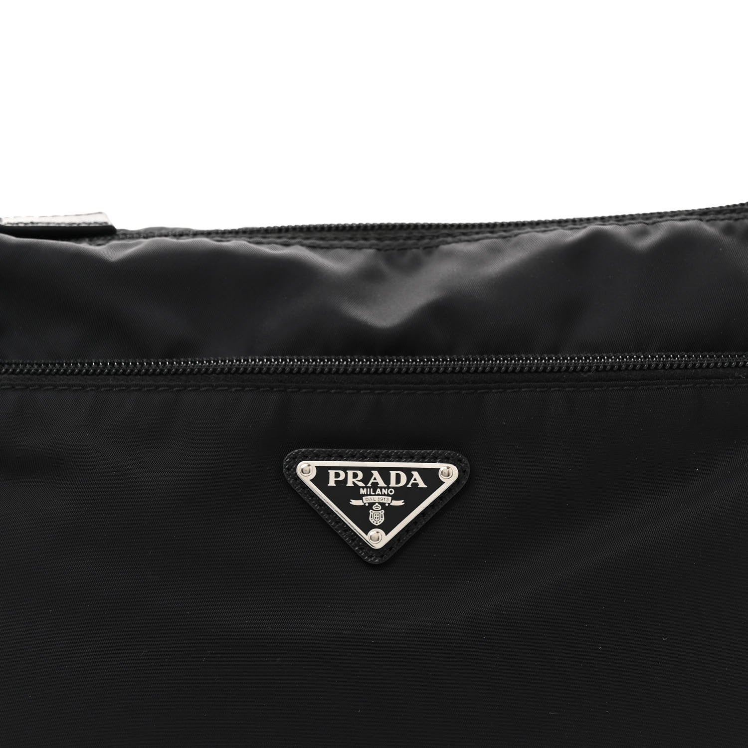 Prada Re-Nylon Vela Saffiano Pocket Double Zip Messenger Bag Black 7 of 12