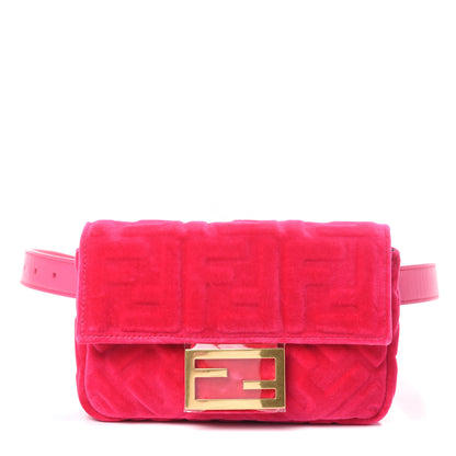 Fendi Velvet FF Embossed Hip Belt Baguette Bag Fuxia 1 of 9