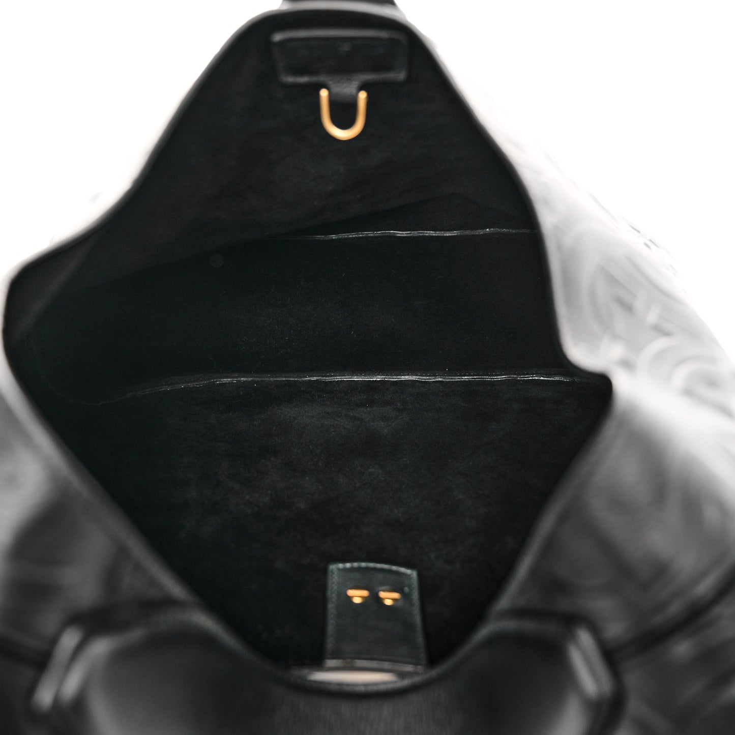 SALVATORE FERRAGAMO Calfskin Embossed Gancini Margot Hobo Black