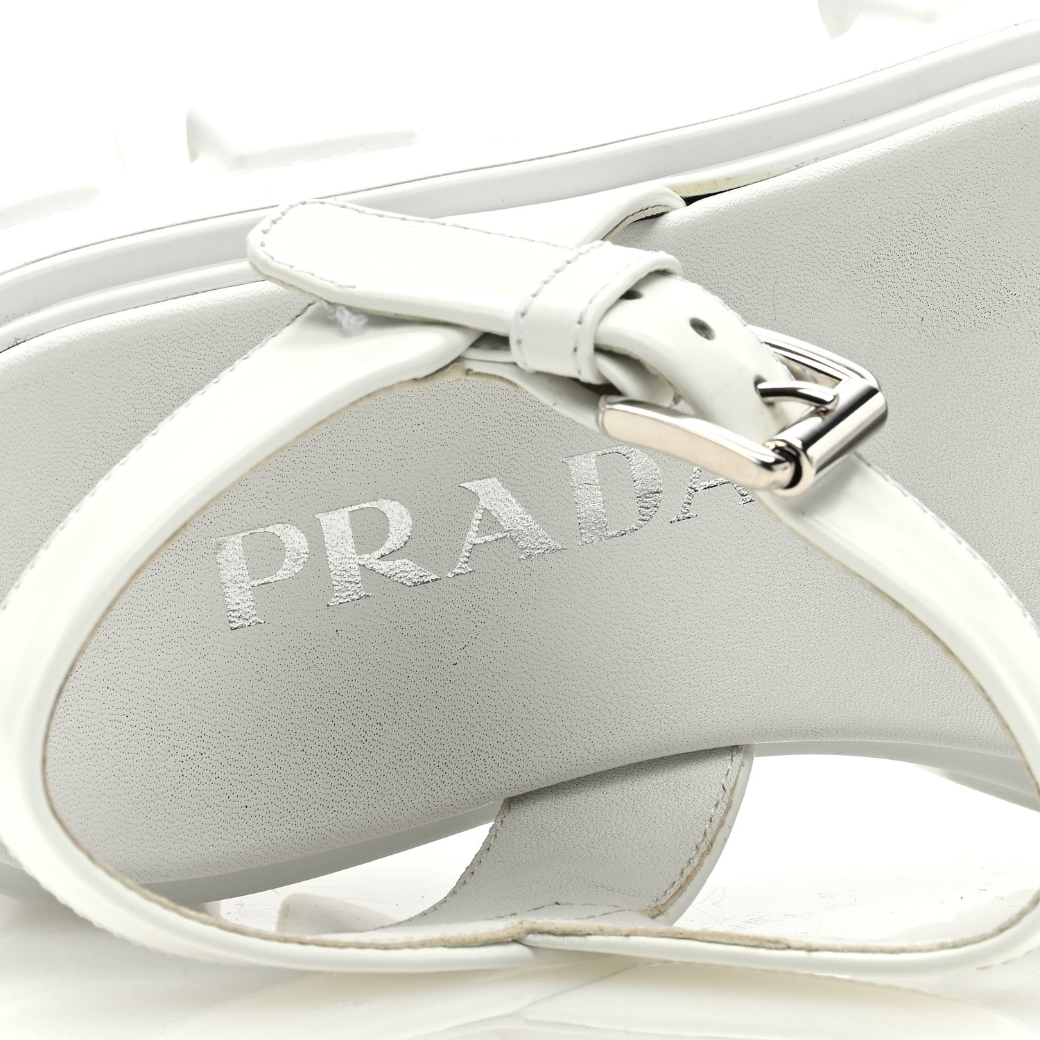 Prada Spazzolato Monolith 55mm Sandals 35 White 7 of 11