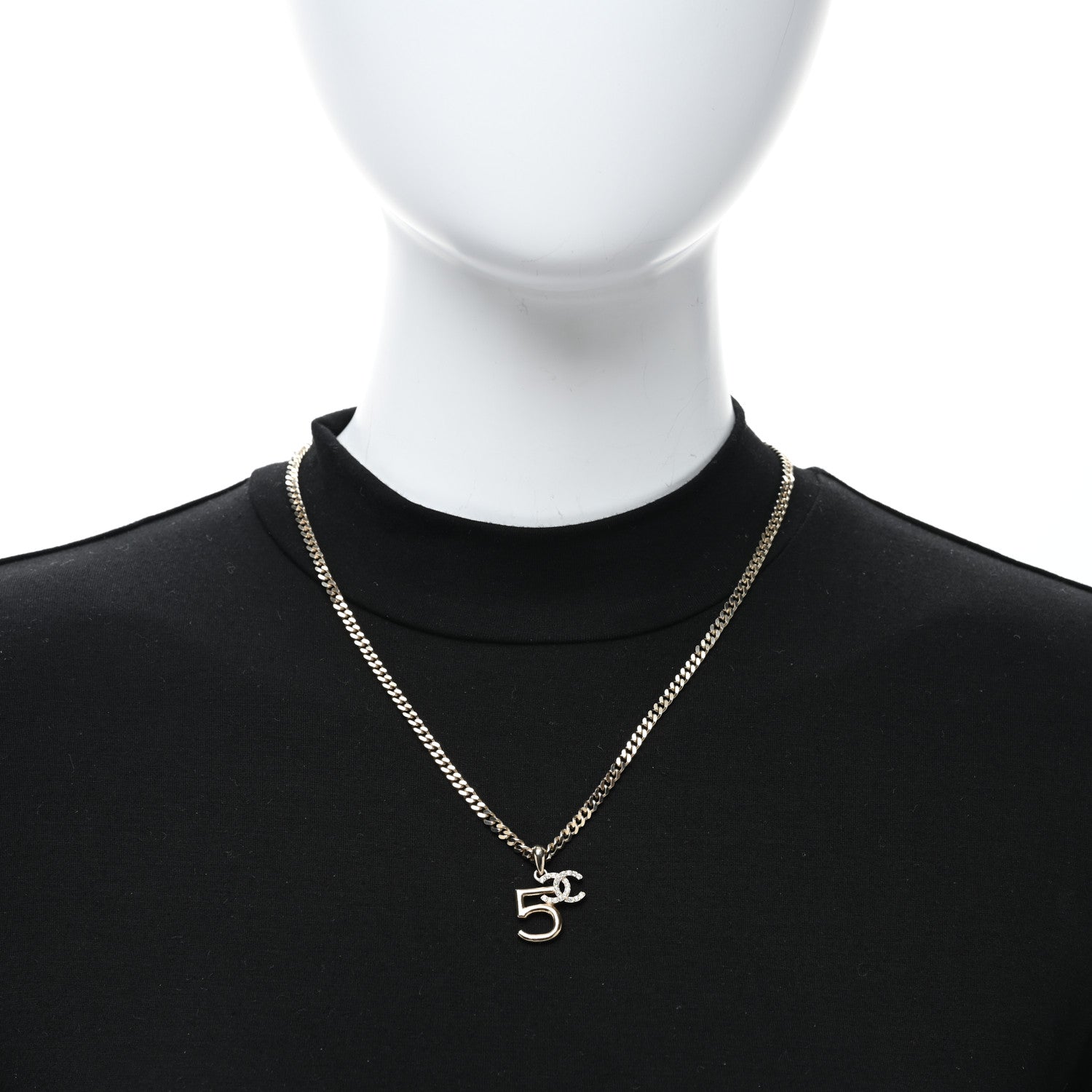 Chanel Crystal CC No.5 Necklace Gold 3 of 4