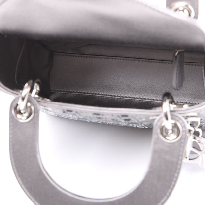 Christian Dior Satin Crystal Cannage Mini Lady Dior Gray 4 of 9
